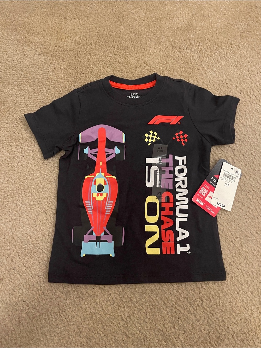 Formula 1 Kids Black Race Car Tee by Epic Threads